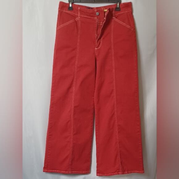 Anthropologie Maeve Red High-Rise Wide Leg Stretch Jeans. Size 32 - Picture 5 of 13